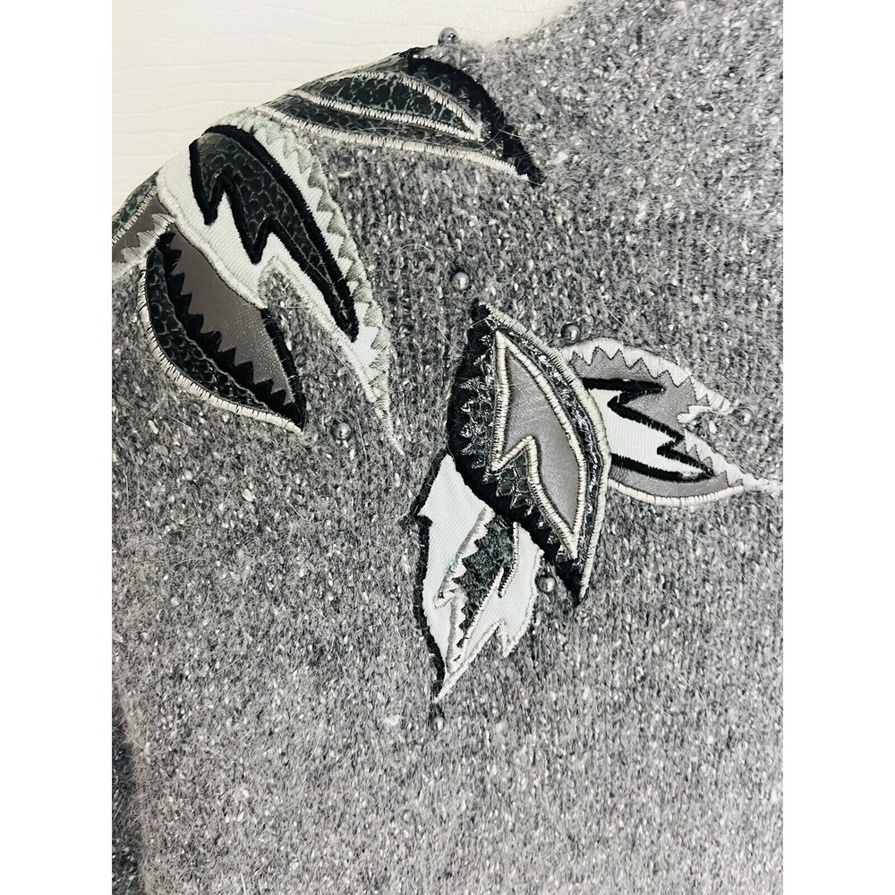 Vintage I.B. Diffusion 90's Angora Silk Gray Turtleneck Sweater S Faux Reptile - Picture 3 of 7